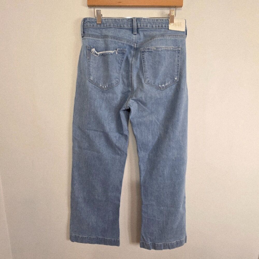 Paige Leenah High Rise Distressed Wide Leg Cotton Stretch Ankle Jean Size 29 - Picture 7 of 11